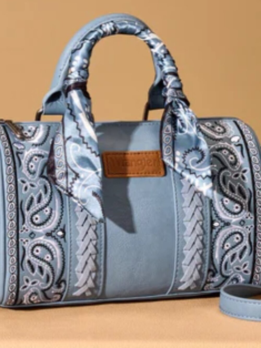 Wrangler Paisley Barrell Crossbody Bag Blue Western Bandana Purse NWT